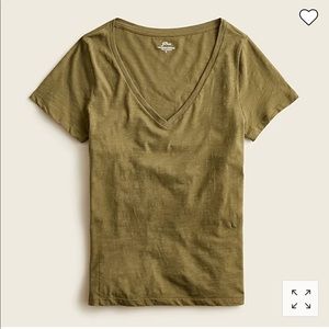 J. Crew Olive Vintage Cotton V Neck T-Shirt Size Small NWT